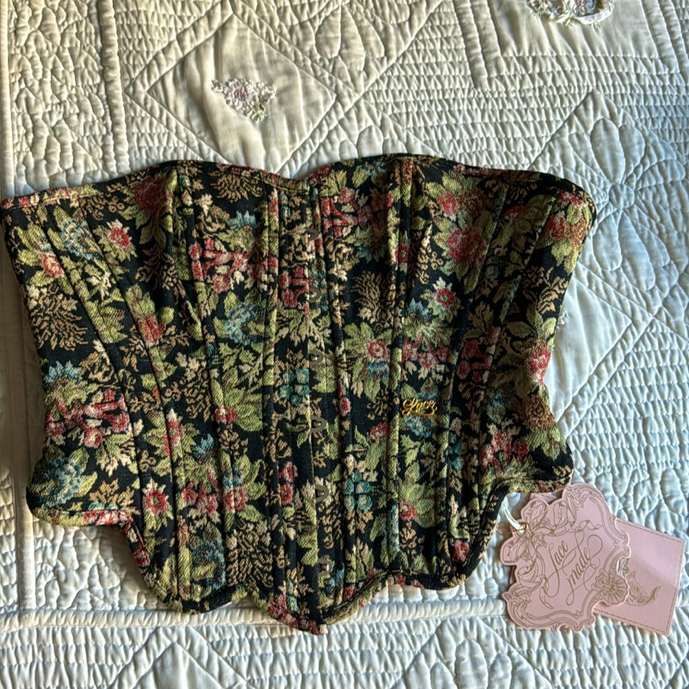 Size Large Lace Made Flower & Mirror Corset